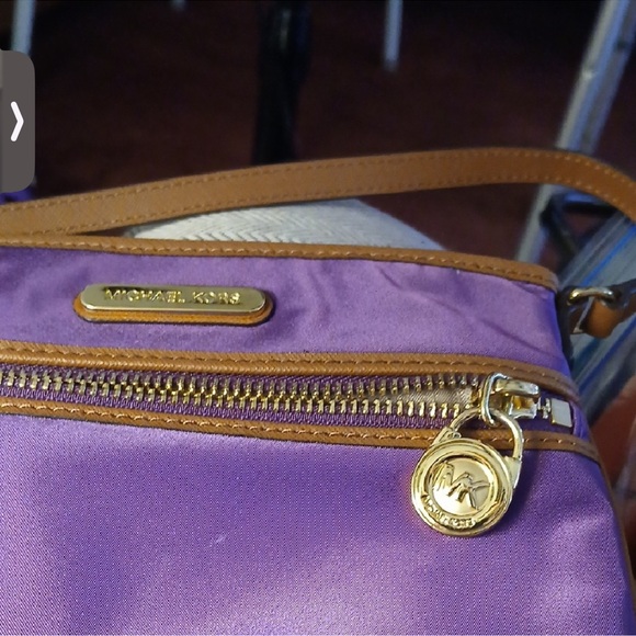 Michael Kors Purple/Chestnut Lining Crossbody Bag with few Zippers! 💜🙋‍♀️ - Picture 3 of 3
